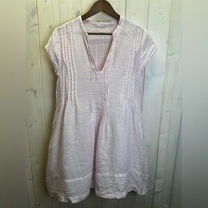CP Shades Cap Sleeve Regina Pale Pink Linen Tunic Dress Size S Beach Coastal